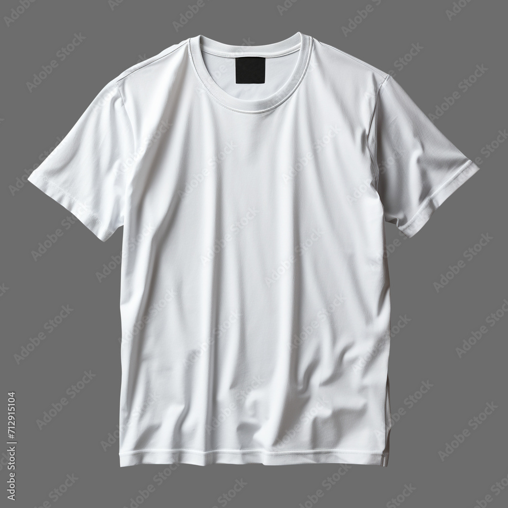 White men's T-shirt isolated on gray background, minimalism style, photo-realistic White men's T-shirt isolated on gray background, minimalism style, photo-realistic