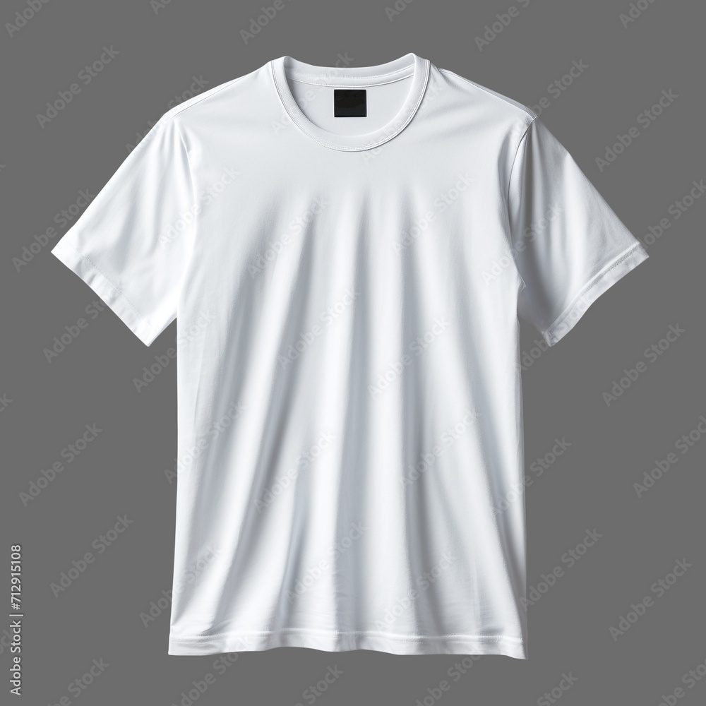 White men's T-shirt isolated on gray background, minimalism style, photo-realistic White men's T-shirt isolated on gray background, minimalism style, photo-realistic