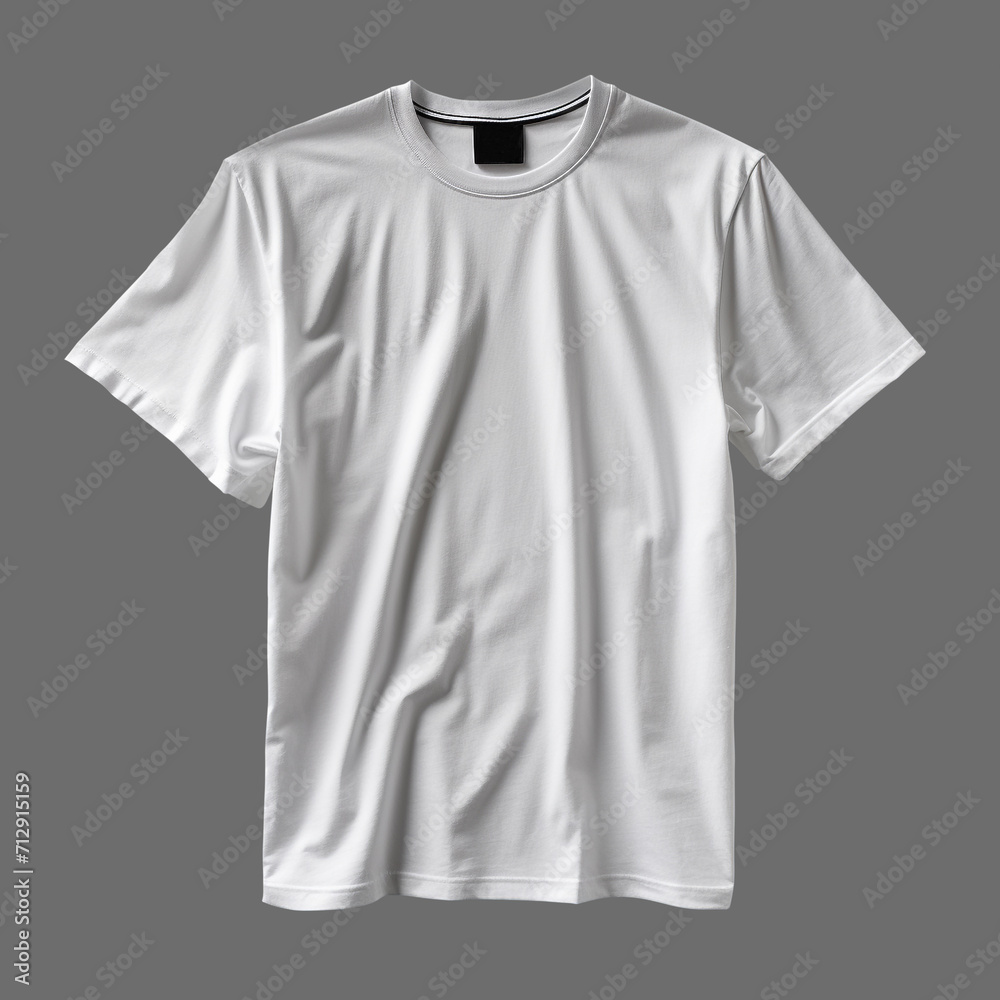 White men's T-shirt isolated on gray background, minimalism style, photo-realistic White men's T-shirt isolated on gray background, minimalism style, photo-realistic