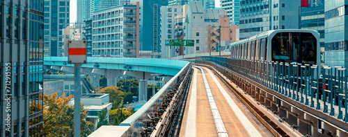 Photography View of Tokyo, Japan from the automated monorail