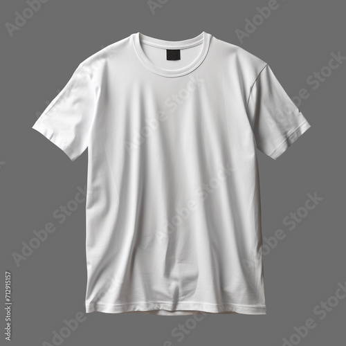 White men's T-shirt isolated on gray background, minimalism style, photo-realistic