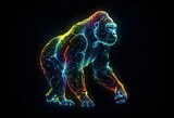 colorful holographic projection of a gorilla