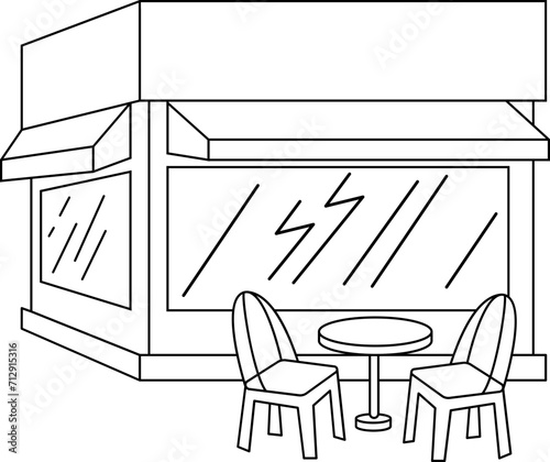 Cafe Building Monoline Illustration