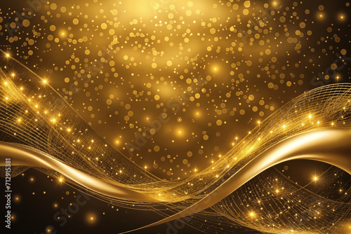 Abstract Golden Curve Wave Luxury Background, Frame Template, Copy Space