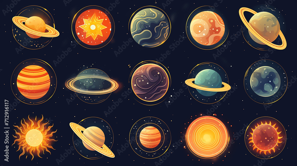 astronomy icons set astronomy icons set