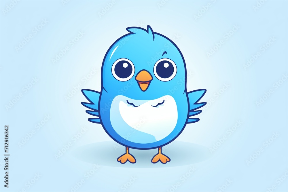 Cartoon illustration of a cute bird in blue color Cartoon illustration of a cute bird in blue color