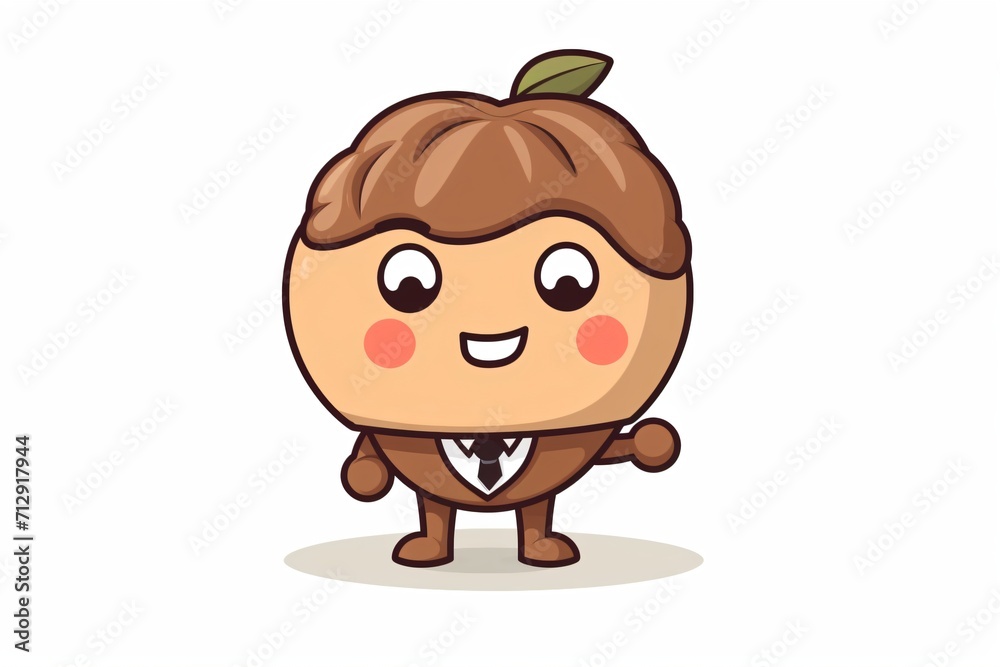 A cute chickoo or sapodilla fruit cartoon character graphic illustration A cute chickoo or sapodilla fruit cartoon character graphic illustration
