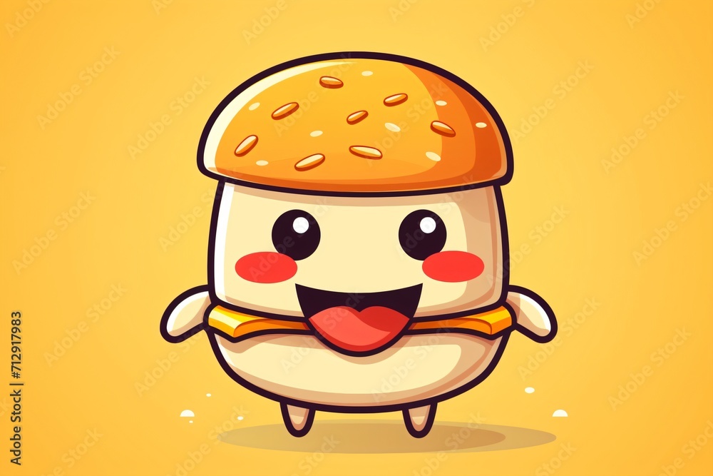 A cute burger cartoon character graphic illustration A cute burger cartoon character graphic illustration
