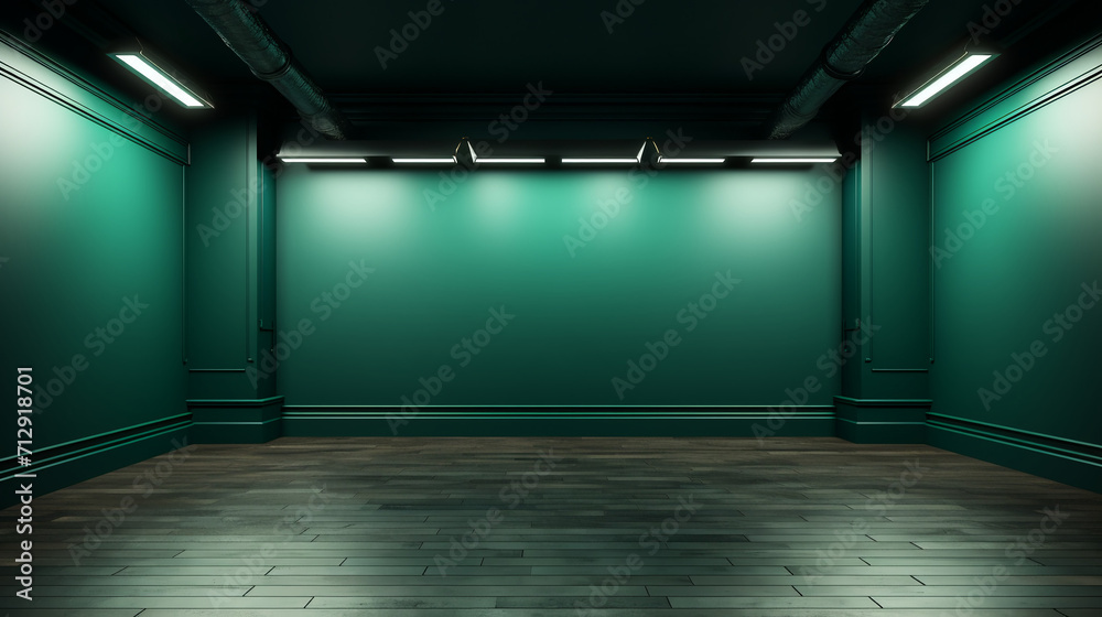3D Studio Interior with Classic Design, Featuring a Dark Green Screen ...