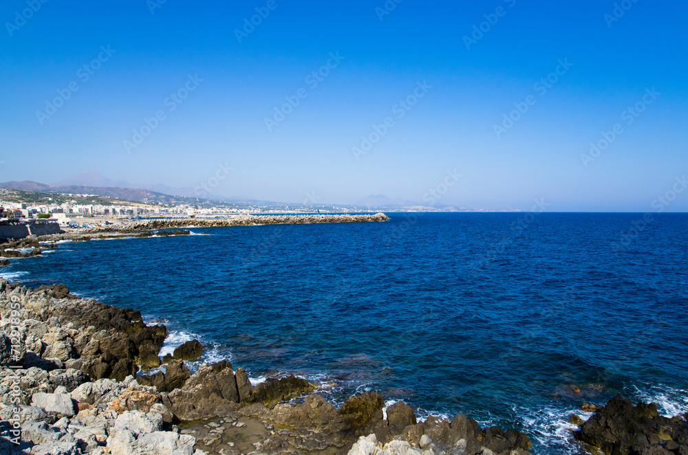 Landscape of the coastline of the Greek island, panorama