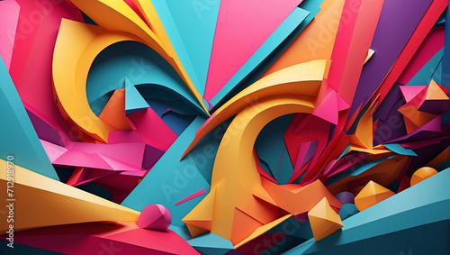 illustration design of Low-poly vibrant abstract background. colorful  Geometric  Shapes