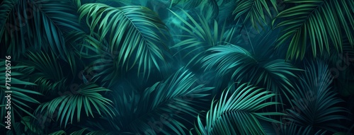 tropical leaves jungle background, in the style of dark aquamarine and green photo