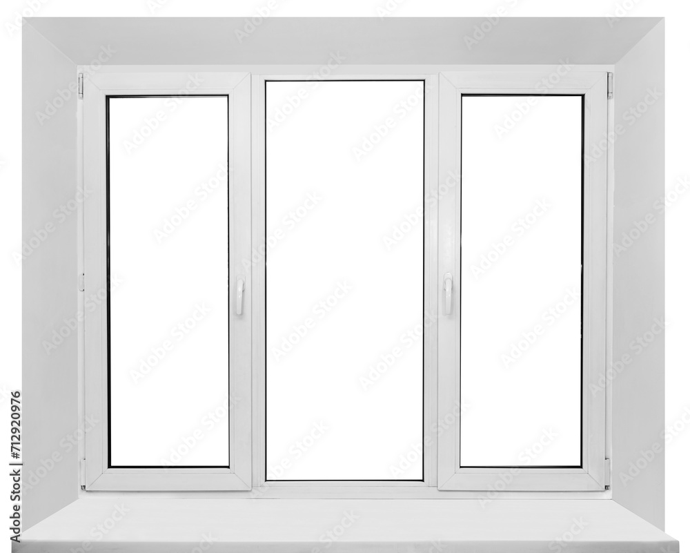 Real house window frame with sill isolated on white background Real house window frame with sill isolated on white background