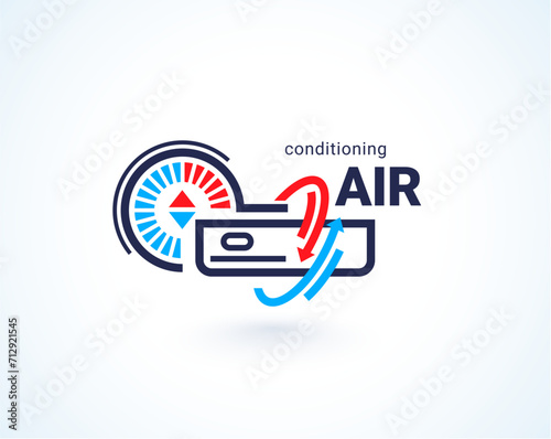Split system air conditioninig logo vector icon