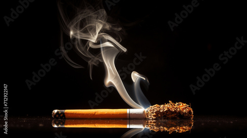 Image of a cigarette with the tip lit on fire,Generate AI. 