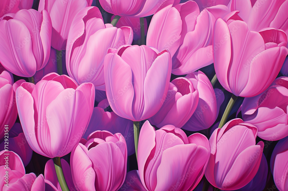 Obraz premium Background of pink tulips. Barbiecore