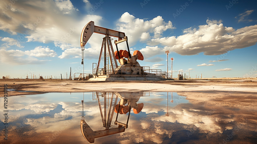 Oil pump, oil rig, energy industrial oil machine on sunset background for design Oil pump, oil rig, energy industrial oil machine on sunset background for design