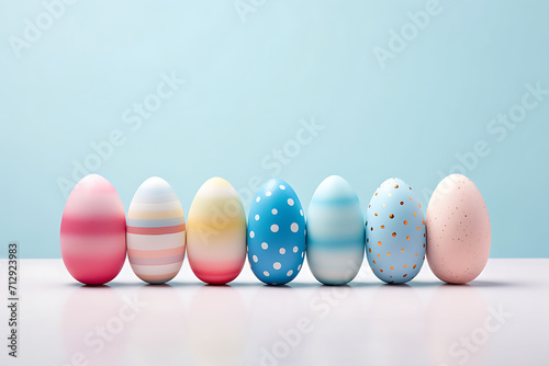 Happy easter day colorful eggs and bunny and butterfly on fresh green grass decorative background. photo