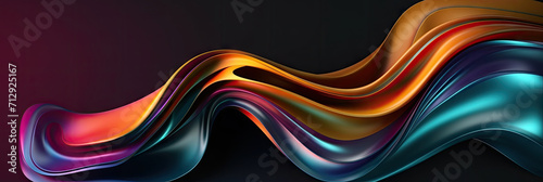 abstract background with waves, 3d colorful liquid flowing like a wave in a dark space, banner photo