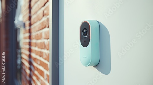 Smart doorbell cameras for added security solid color background photo
