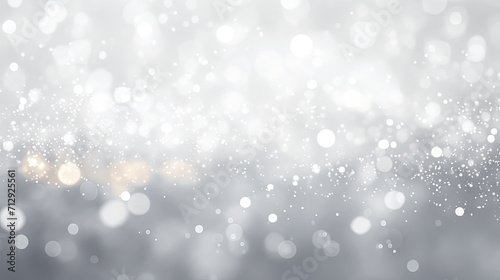 abstract background with lights, christmas , white bokeh, shiny snow background in white and silver color,
