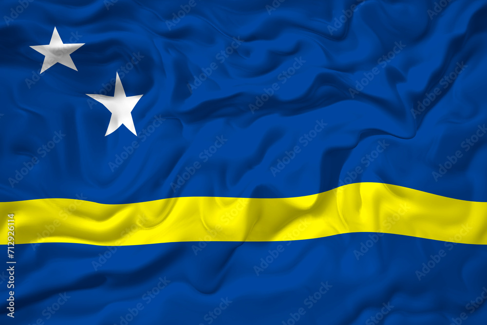 National flag of Kuracao. Background with flag of Kuracao. National flag of Kuracao. Background with flag of Kuracao.