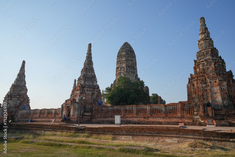 Wat Chaiwatthanaram Ayutthaya Province, Thailand, built in the reign of King Prasat Thong in 1630, taken on 14 January 2024.
