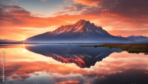 Landscape of a beautiful lake shore, Golden Hour