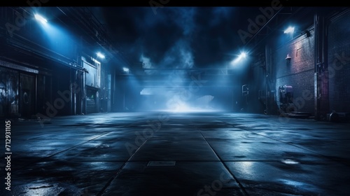 Empty street against a dark blue backdrop © crazyass