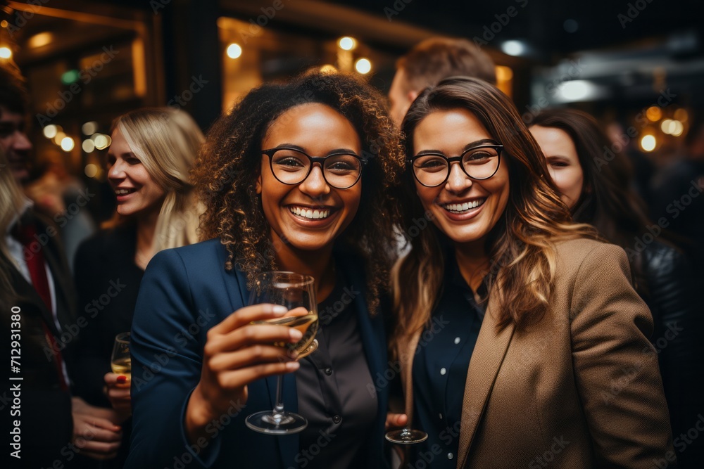 Startup team celebrating a major investment with champagne toasts and jubilant smiles, Generative AI Startup team celebrating a major investment with champagne toasts and jubilant smiles, Generative AI