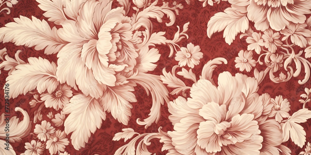 Ideal for fabric and decor, featuring vintage tapestry motifs and floral damask pattern. - obrazy, fototapety, plakaty 