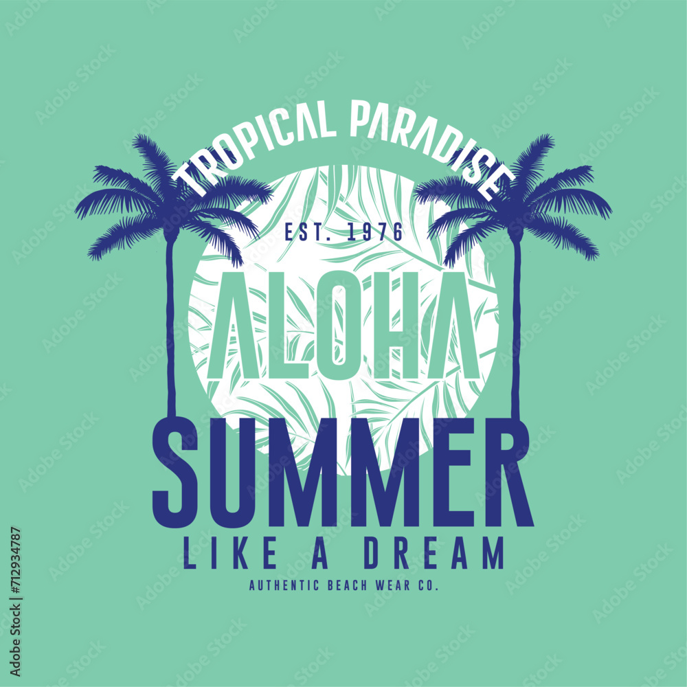 screen print design with typo and tropical texture as vector