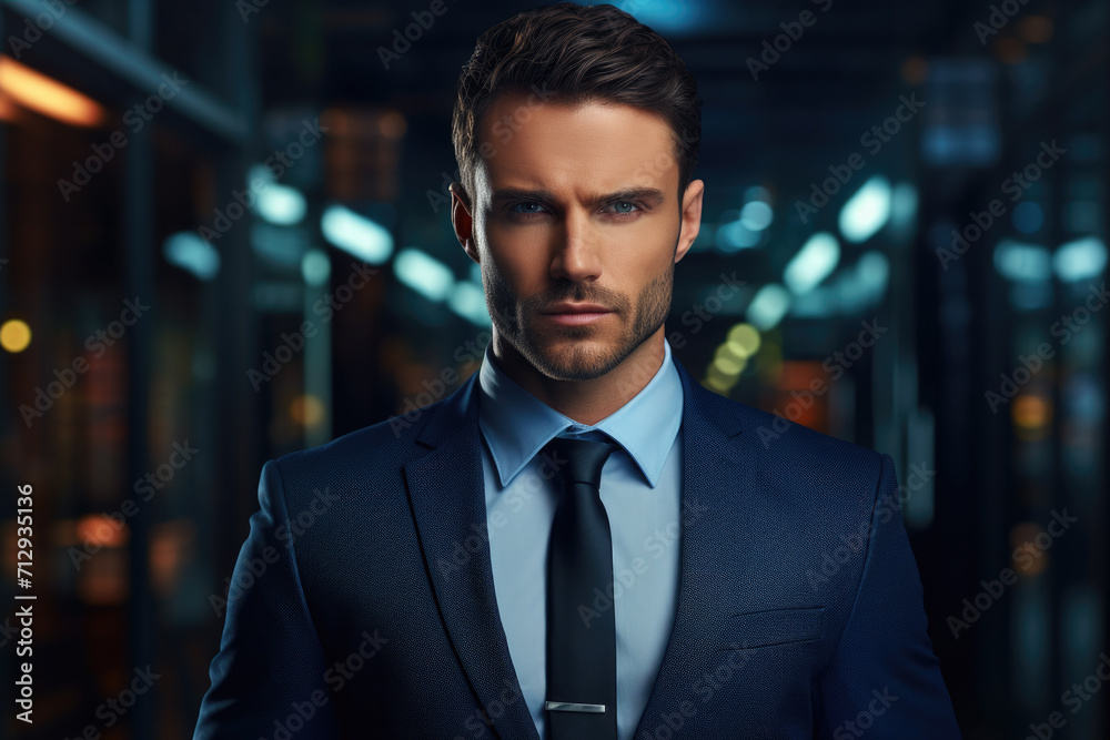 Man in Suit and Tie in Dark Room Man in Suit and Tie in Dark Room