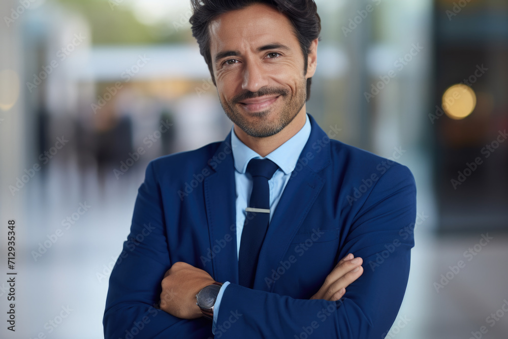 Confident Man in Suit with Crossed Arms
