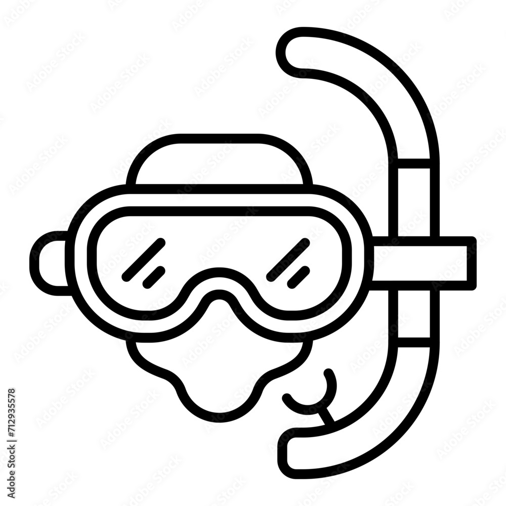 Snorkeling line icon Snorkeling line icon