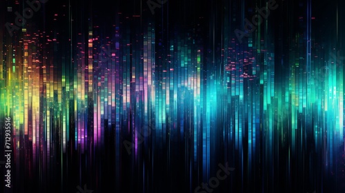 Neon glitch: abstract digital pixels on dark background – futuristic cyberpunk wallpaper