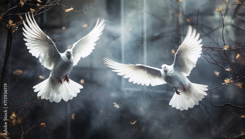 Obraz premium White dove Easter background