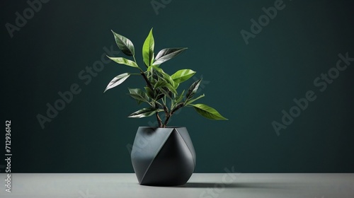 green houseplant isolated green background. photo