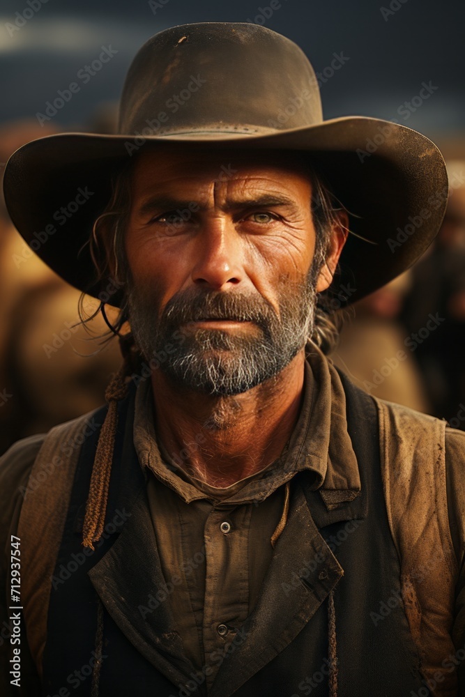 Photo Realistic of a Farmer in Farm Attire and a Straw Hat, Generative AI Photo Realistic of a Farmer in Farm Attire and a Straw Hat, Generative AI