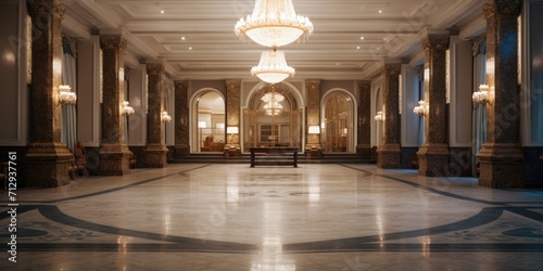Opulent hotel lobby. Classic hall interior. photo