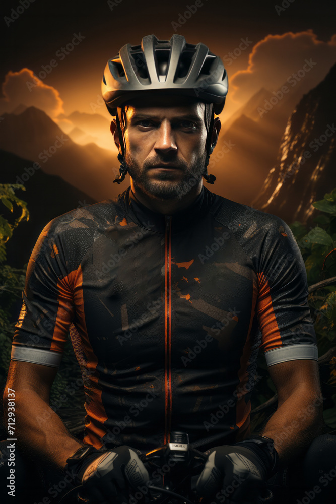 Photo Realistic of a Cyclist in a Cycling Jersey and Shorts, Generative AI Photo Realistic of a Cyclist in a Cycling Jersey and Shorts, Generative AI