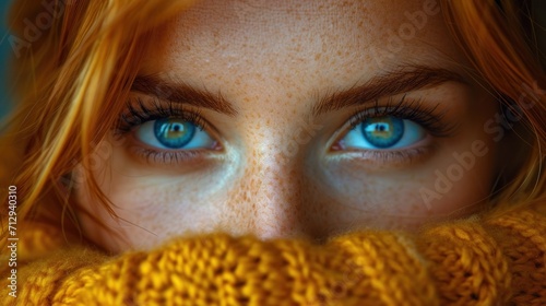 A close up of a person with blue eyes photo