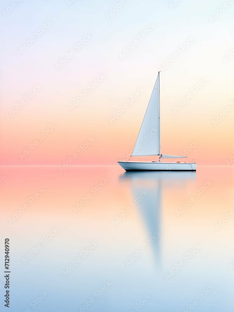 Tranquil Sunset Sailboat on Serene Water