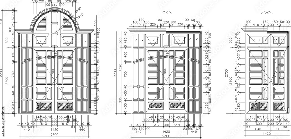 Vector sketch illustration of design, architectural engineering drawing ...