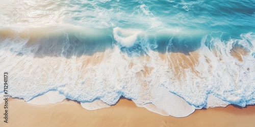 Flawless blurred seascape summer beach background from above.