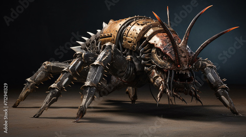 scorpion monster with spiked fur, Generate AI.