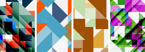 Set of colorful triangle poster cover template backgrounds. Vector illustration For Wallpaper, Banner, Background, Card, Book Illustration, landing page