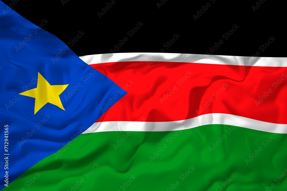 National flag of South Sudan. Background with flag of South Sudan. National flag of South Sudan. Background with flag of South Sudan.