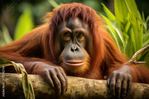 Sumatran Orangutan in the forest  Generrte AI.