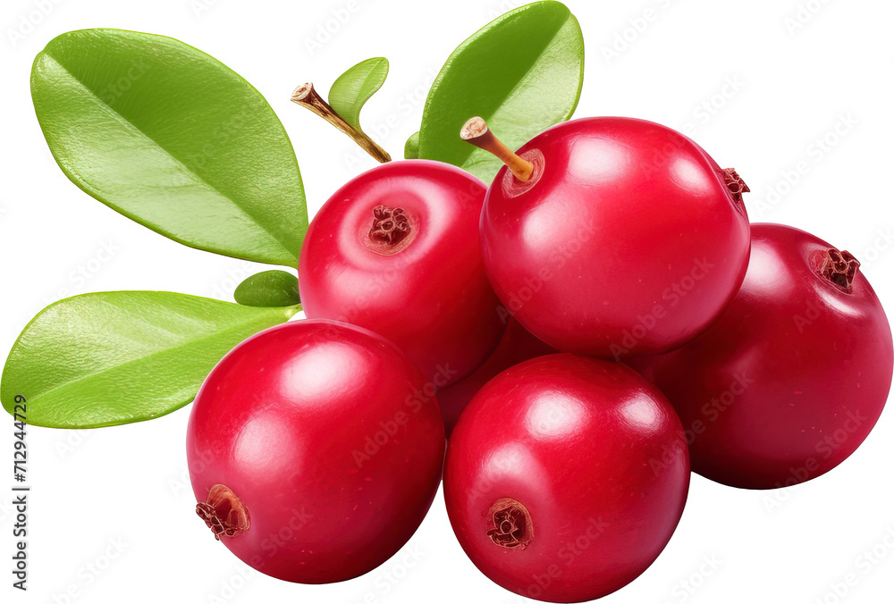 Cranberry with leaves isolated on transparent background. PNG Cranberry with leaves isolated on transparent background. PNG